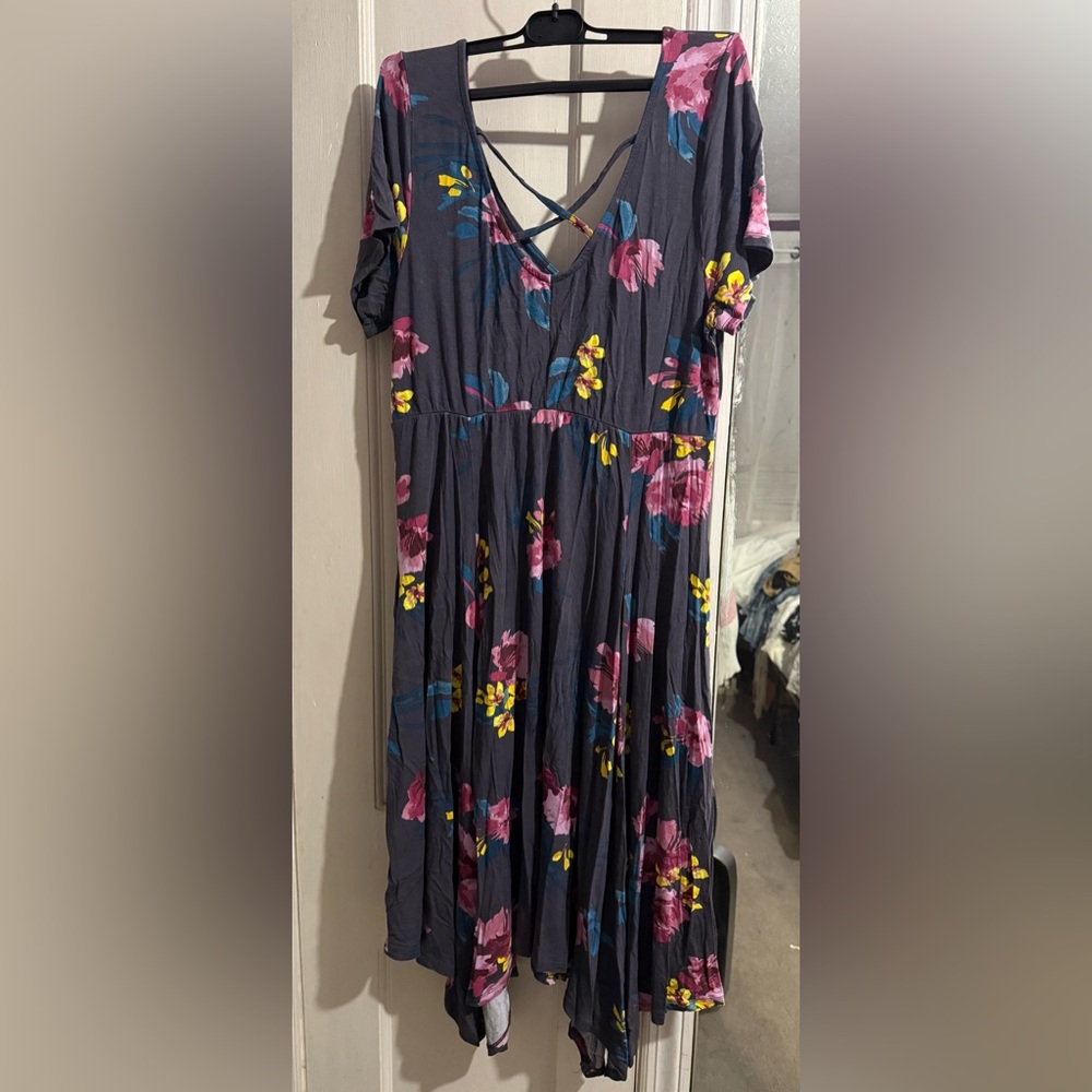 Torrid Floral Dress with Pink and Yellow Accents